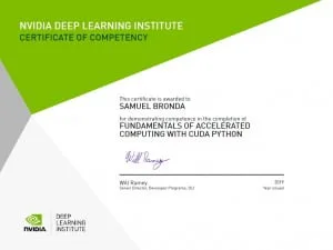 Nvidia DLI certificate